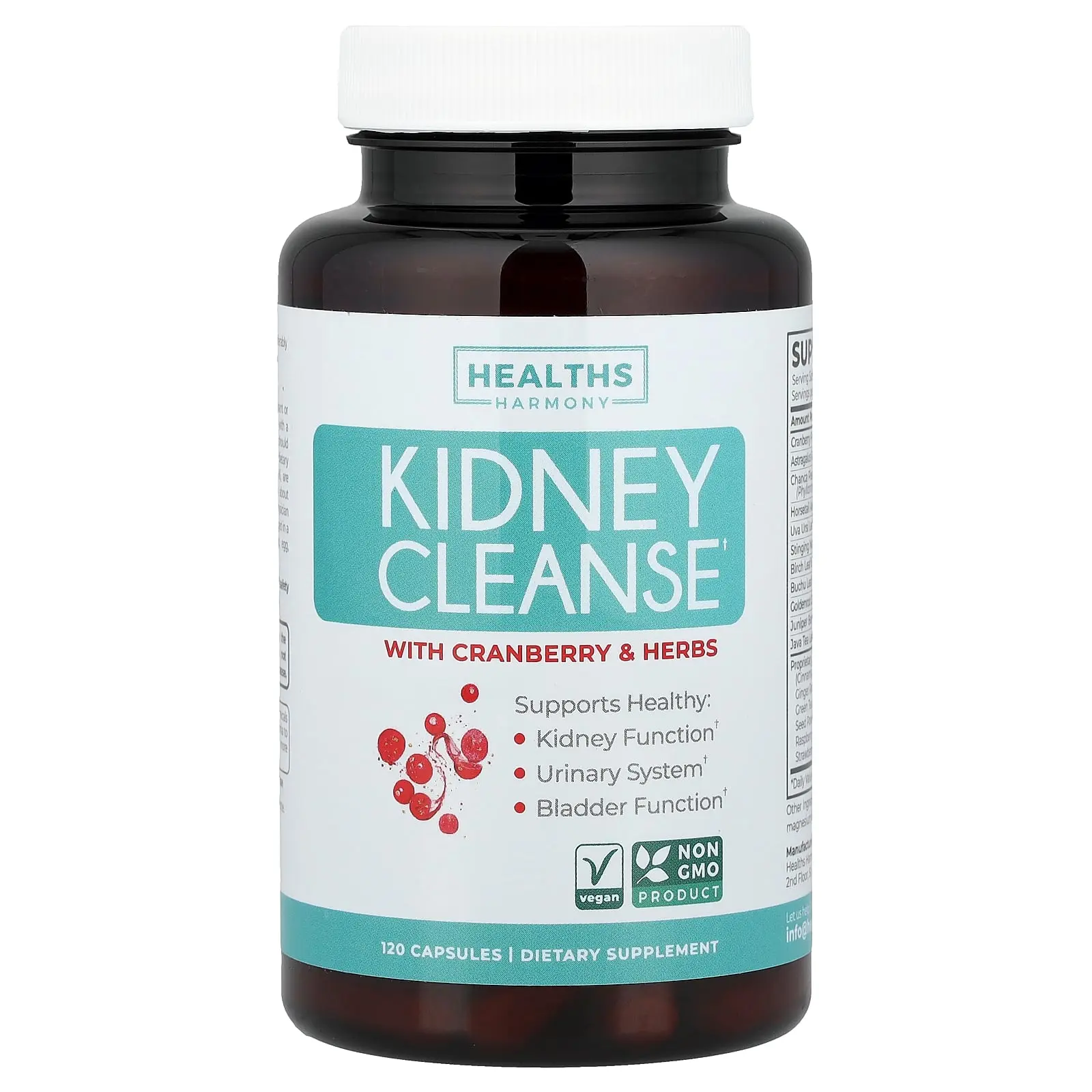 Healths Harmony Kidney Cleanse with Cranberry Extract, 120 Capsules