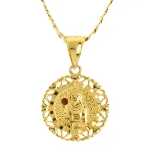 MaxBling81 Religious High-End Pendant with 14K Stamped 5mm Miami Cuban Brass Chain, 20" or 24" Hip Hop Fashion Costume Jewelry Necklace, Miami Cuban Chain