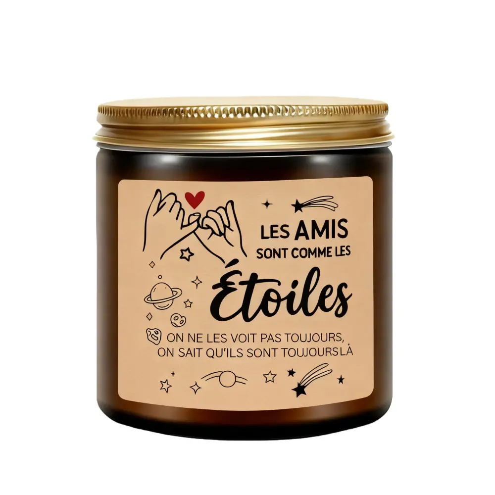1pc Best Friend Scented Candle - Soy Wax , Hand-Drawn Friendship Design with Hearts & Stars,  -Gift for Christmas, Birthdays, Long Distance Relationships, Bestie, Soul Sister, , Indoor Fragrance, Decorative Packaging, Natural Soy Wax