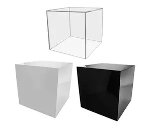 12" Acrylic Display Riser Box with One Open Side No Lid Versatile Glossy Square Lucite Retail Product Platform or Merchandise Storage Bin No Assembly by 321 Plastics