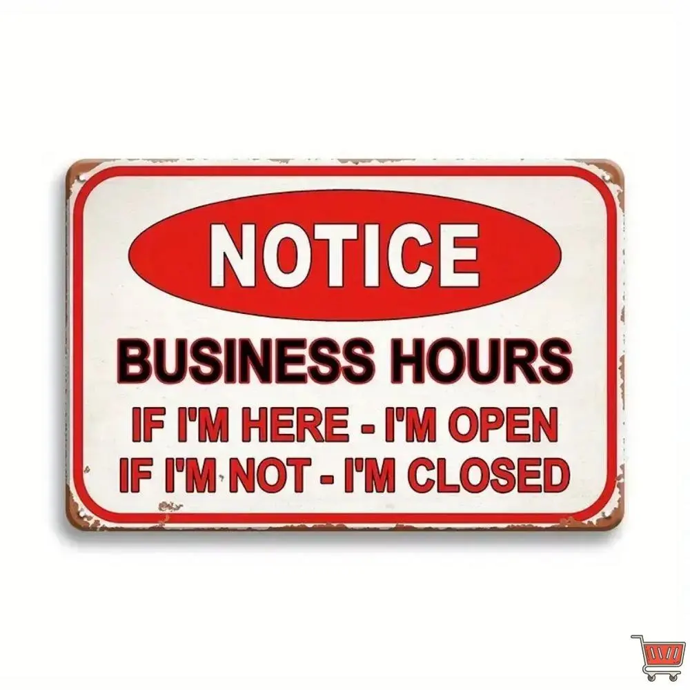 Metal Sign Notice Business Hours Open And Closed Sign Retro Vintage Metal Sign For Business Stores, Bars, Cafe Barber Shops Indoor/Outdoor Decor