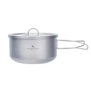 Boundless Voyage Titanium Soup Pot, Ultra-Light Camping Cookware, Foldable Handle, Single Layer Rice Cooker, Heatable Food Container, Portable Kitchen Gear