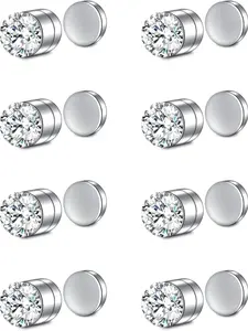 8pcs Rhinestone Decor Nose Studs, Fashion Faux Piercing Jewelry for Party, Daily Clothing Decor, Trendy All-match & Exquisite Jewelry for Birthday Gift, Nose Ring Jewelry