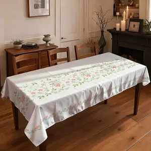 1 piece of 2D flat printed tablecloth  Vintage Floral Pattern Tablecloth, French Country Style Dining Table Cover, Decorative Table Linen for Home Kitchen & Dining Room