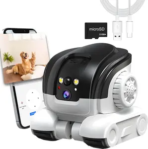 Smart Indoor Pet Camera with Mobile App Control for Real Time Monitoring, Movable Robot Camera with Night Vision Motion Detection and Two Way Talk, Easy Home Security Solution for Dogs Cats Babies and Daily Peace of Mind