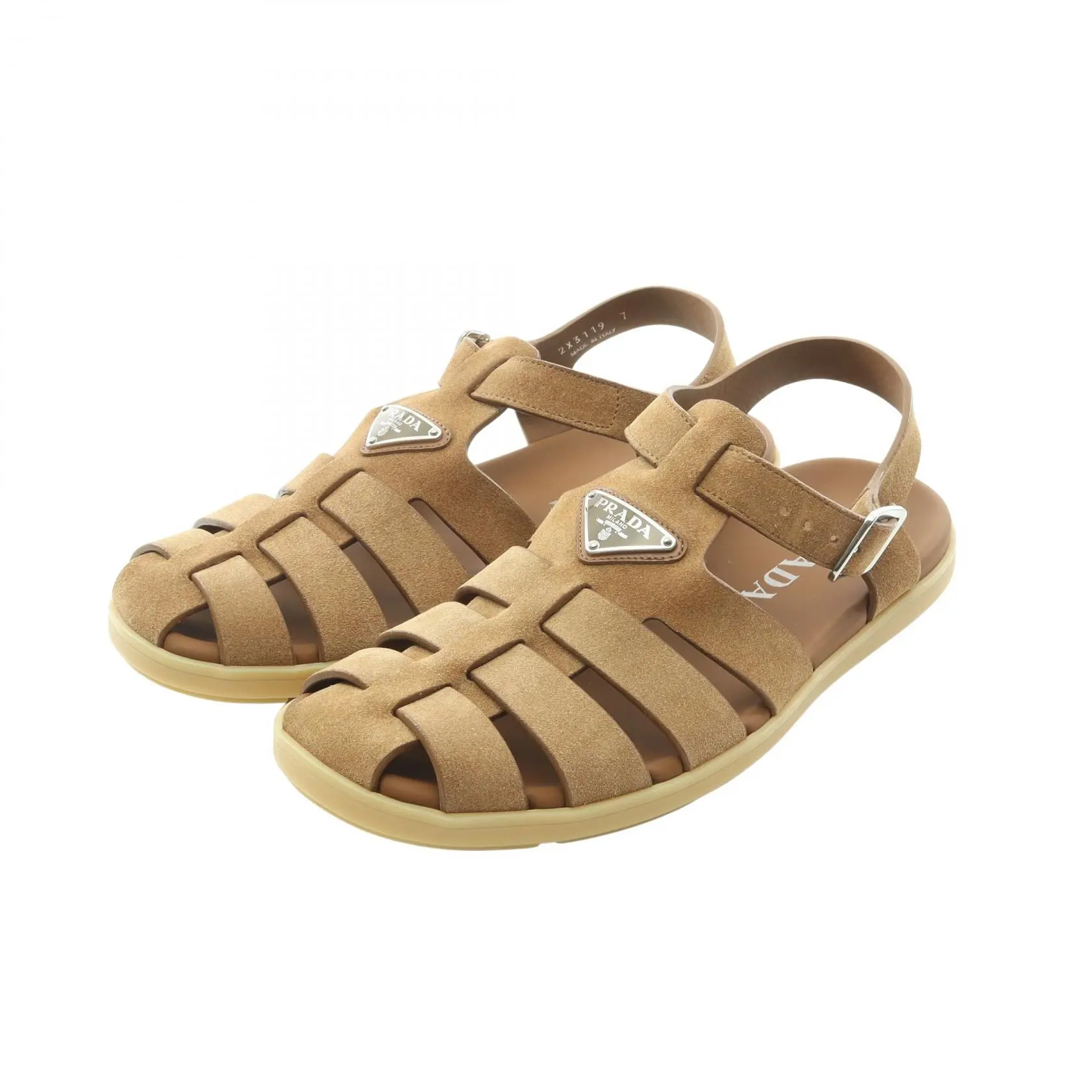 Pre-owned PRADA Suede Small Leather Goods Fisherman Leather Sandals