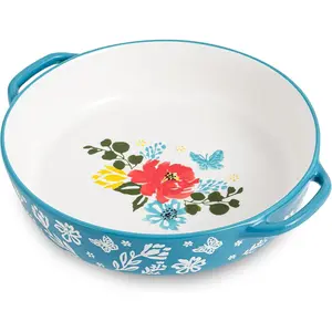 9.8 Inches Ceramic Porcelain Deep Dish Non-Stick Pie Dish Plate