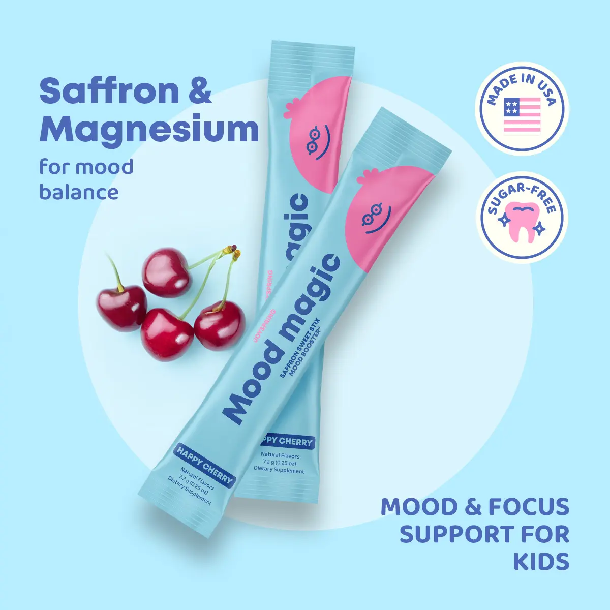 JoySpring Saffron Mood Magic Cherry Pixie Stix – 25 Stick Packs Supplements Designed to Support Calm Balance and Relaxed Focus