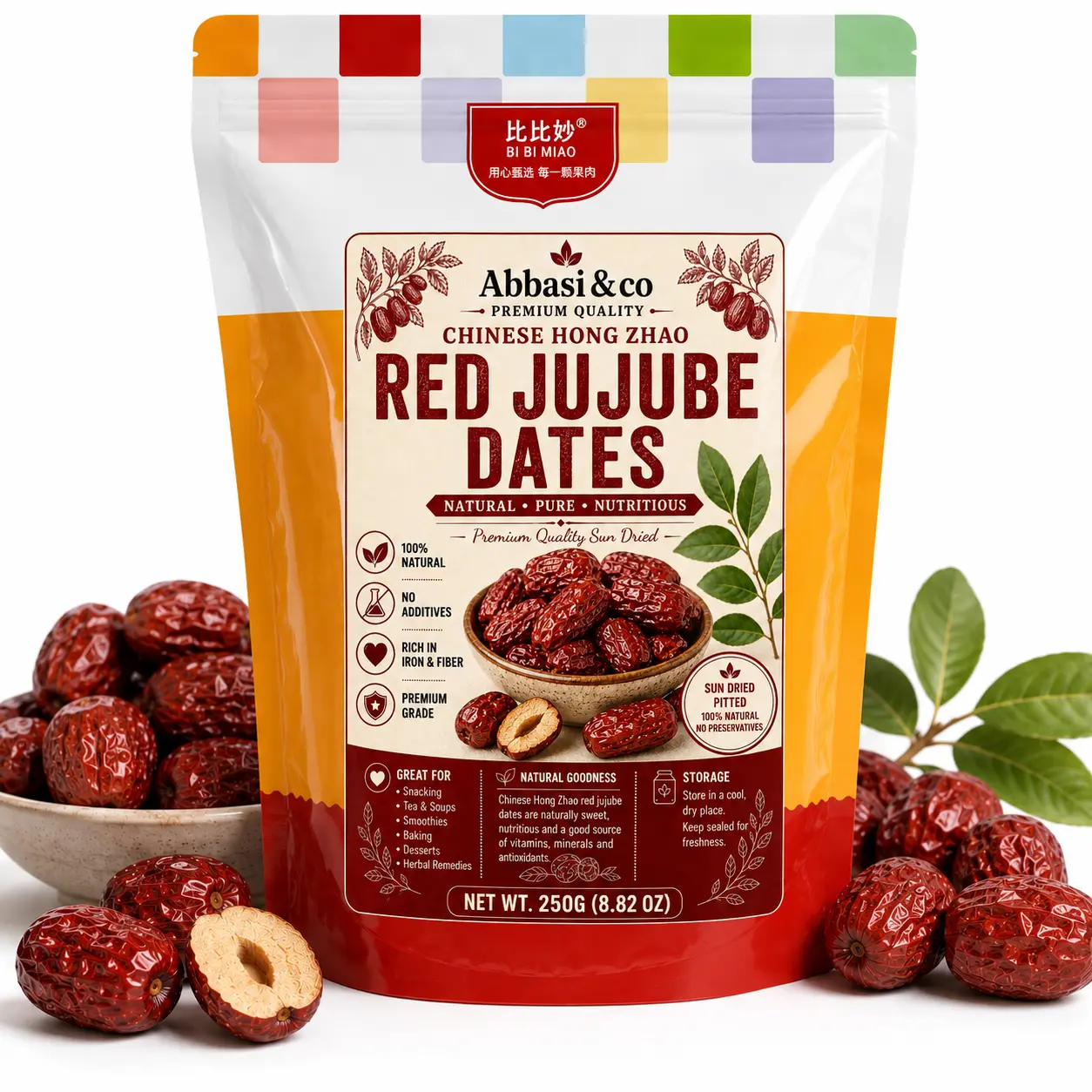 Red Jujube Dates - Chinese Red Date 250g Premium Quality Sun Dried Chinese Hong Zao Natural Pure Nutritious Snack