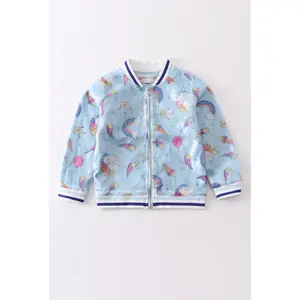Blue Sequin Unicorn bomber jacket