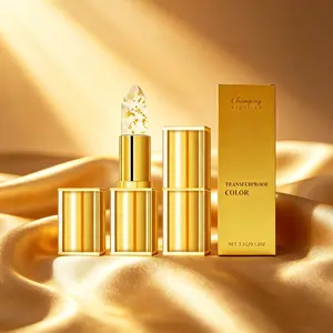 Color-Changing Lipstick 3.5g – pH & Temperature Reactive Tint – Transferproof, Moisturizing Balm with Gold Crystal Glow – Smooth, Hydrating & Shiny for Everyday Lips