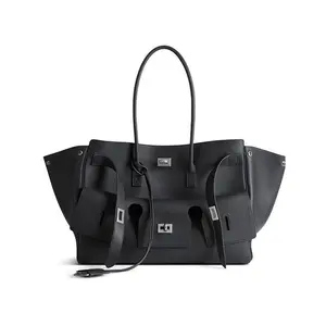 2025 New Women's Tote Bag Fashion Simple Handbag Large Capacity Black Leather with Adjustable Strap for Everyday Use