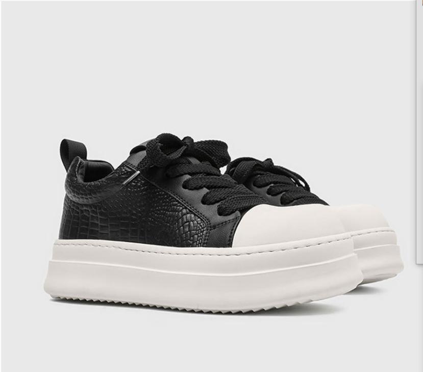Cheat Code Height Boost: Black & White Platform Sneakers