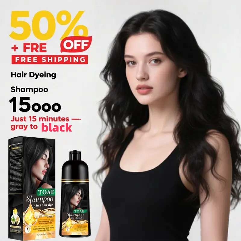 TOAE Hair Dye 3-in-1 Shampoo Haircare, Cover Gray Hairs,Color  Black/wine red/chestnut/golden, 10 Mins Hair Coloring, Plant Extracts, Long Lasting, Mild, Moisture (400 mL)