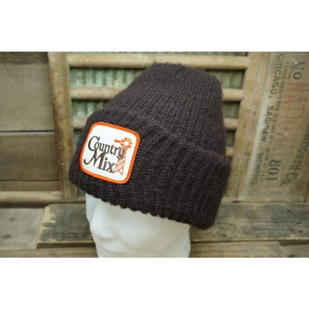Country Mix Rolled Winter Beanie Hat Vintage Hat