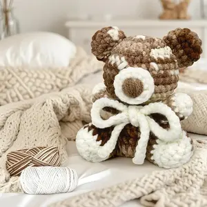 YAMAXIN 1PC Khaki Bear Theme Crochet Kit for Beginners - DIY Craft Tool Set with Knitting Arts And Crafts Project Crochet Gifts