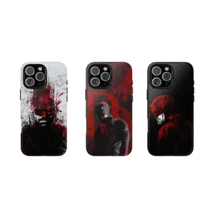 Daredevil Inspired Superhero Phone Case, Dark Red Vigilante Comic Art Design, Matte Shockproof Protective iPhone Case for Fans
