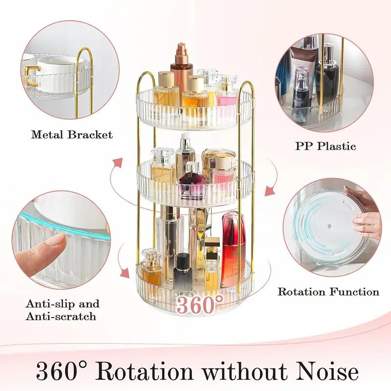 Mothers Day Gift 3Tier Kitchen Spice Rack Countertop Organizer Multifunctional Rotating Tray Desktop Storage for Cosmetics Makeup Seasoning Jars 360 Rotating Space Saving Multi Scene Use for Home Kitchen Vanity Bathroom