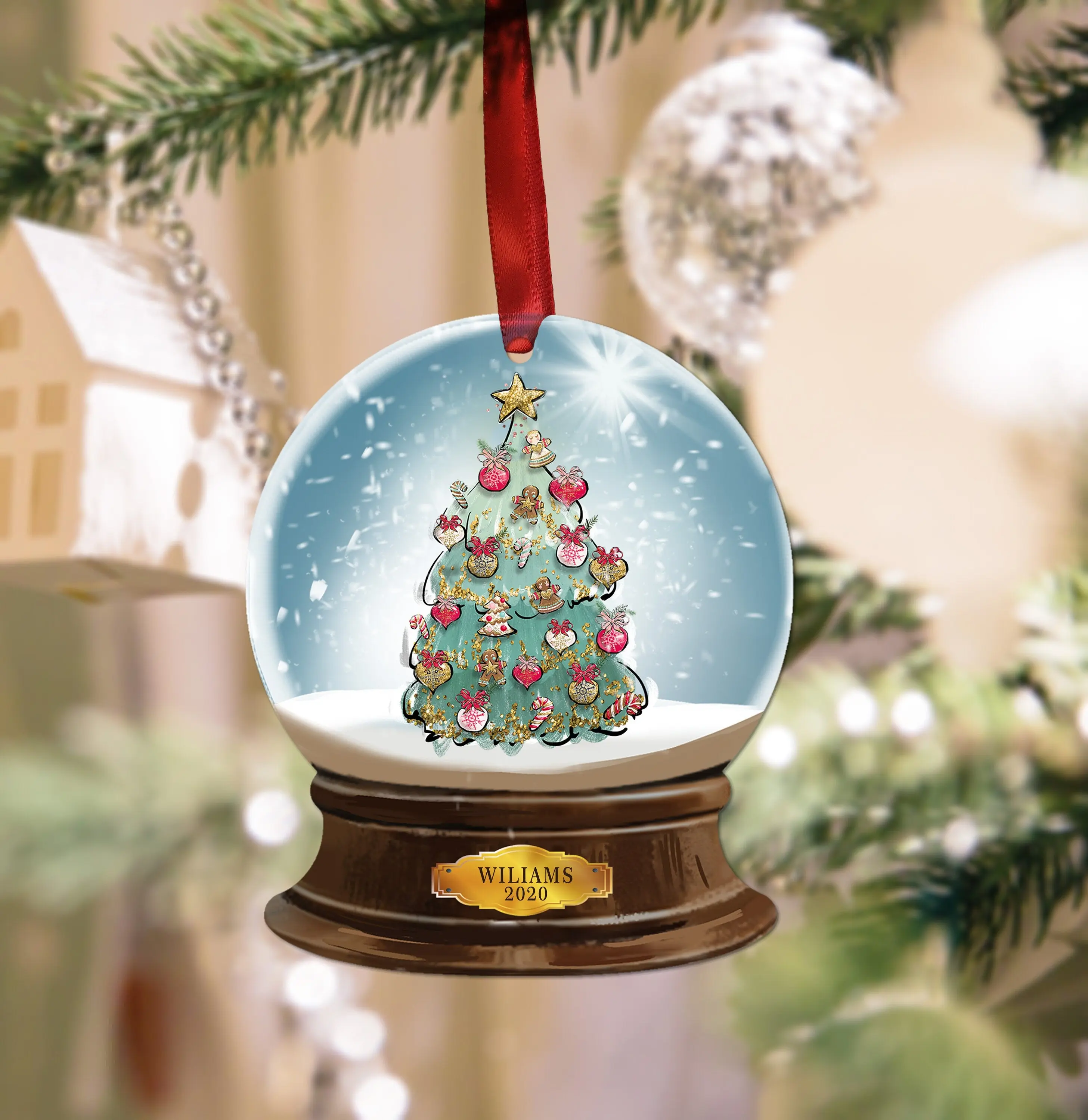 Wooden Personalized Christmas Snowglobe Ornament Keepsake, Christmas Ornament, Custom Ornament, Christmas decoration.