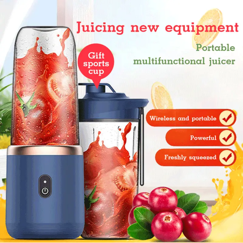 6-Blade Compact Portable Blender, 140W High-Speed Plastic Body Juicer Cup, USB Charging Multi-Juice Extractor, Food Mixer & Ice Crusher