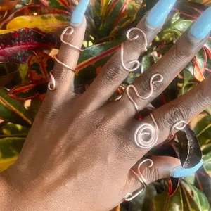 Real Handmade Copper wire Rings Set of 5 - Size Small / Adjustable