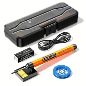 Portable Cordless Mini Digital USB Rechargeable Soldering Iron Set Tool Kit with Three Temperature Settings, Suitable for Home Appliance Repair And DIY Projects, Featuring a Low Voltage 8W Charging Soldering Pen for Manual Welding