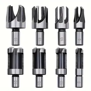 8pcs Wood Hole Plug Cutter Set - High Carbon Steel Cutting Tools for Woodworking Hole Saw Cutting
