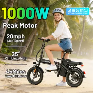 E14 Portable Folding E-Bike 1000W Peak Power, 45 Mile Range | 14" Small Wheel Design, Dual Disc Braking | UL2849 Certified, Puncture-Resistant Battery, 12-Month Warranty Commuting Scooter