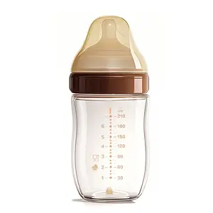 An 4oz,8oz High Borosilicate Glass Baby Bottles, Wide-Neck Feeding Bottle with Bottom Air Balance Hole/Valve, Glass Milk Bottle