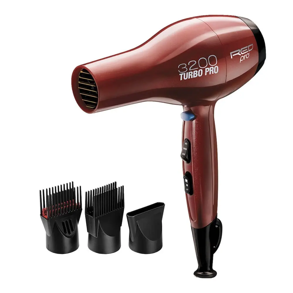 Red PRO 3200 Turbo Pro Hair Dryer 3 Styling Attachments Red PRO 3200 Turbo Pro Hair Dryer 3 Styling Attachments