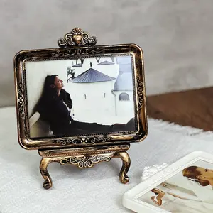 Vintage Photo Frame, Picture Frame, 1 Count Exquisite European Style Photo Frame, Desktop Decorative Photo Frame for Home Office Environment