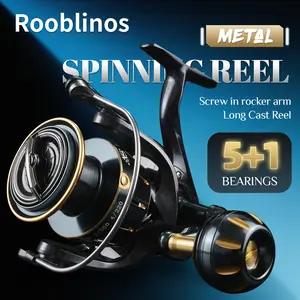 Rooblinos Saltiga Replica Fishing Reel with Oversized Brass Gear Heavy Duty Full Metal Saltwater Spinning Reel Smooth Strong Drag Corrosion Resistant Long Casting for Saltwater Freshwater Bass Tuna GT Surf Fishing Offshore Inshore Angling Fishing Tackle