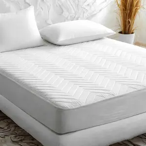 Waterproof Fitted Mattress Protector - Solid Color Quilted Mattress Cover with 15" Deep Pocket, Soft Comfortable Breathable Bedding Fitted Sheet, Machine Washable, For Home Bedroom Hotel, Christmas Gifts