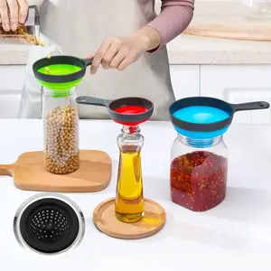 Silicone Collapsible Funnel Set Large Small Funnel, Food Grade Mini Funnels for Kitchen Use, Wide Mouth Canning Funnel for Jam, Filling Bottles, Flask, Tiny Spice, Cooking Water Kitchen Accessories