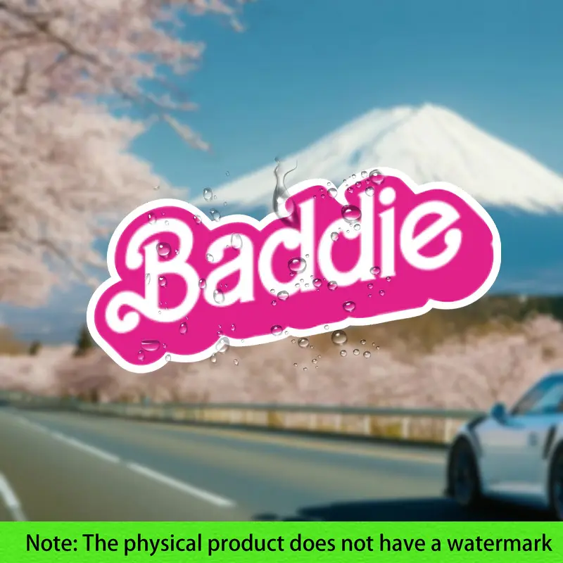 2PCS/SETNiche Sweet-Cool Aesthetic Sticker (for car accessories/decor items) For car accessories/decor items Textured "Baddie Pink Sweet Logo" design, fits sweet-cool trendy style lovers' taste Decor sticker + niche car sweet-cool decor goods Car Decals