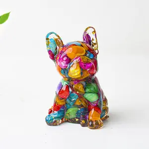 Cute Dog Design Resin Ornament, 5Count Natural Crystal Resin Dog Statue, Desktop Decoration for Home Office, Unique Gift for Pet Lovers, Resin Animal Sculptures