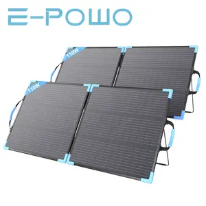 E-POWO Portable Solar Panel 400W 220W 110W Bifacial Design, Dual-Sided Foldable Solar Charger,23.5% High Efficiency Foldable Charger with IP68 Waterproof, Wide Compatibility for Power Stations, High Efficiency ETFT,RV Camping and Emergency Backup