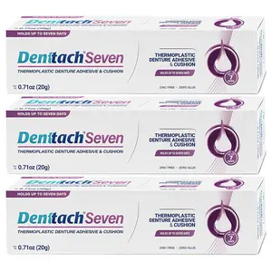 NEW SALE !!! Denttach Denture Adhesive, Thermoplastic Denture Adhesive, Cushion and Reliner, Comfortable, Secure Denture Grip for Up to 7 Days, Non Glue, Zinc Free, Long Holding Denture Reliner (Pack of 3)