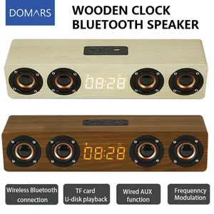 Domars New Bluetooth Speaker with Deep Bass, 20W(Peak) Wireless Portable Speaker with AUX, TF Card, Stereo Sound Wood Home Audio Bluetooth 5.0 Speakers for Home Party, Outdoor Camping,Leisure and Entertainment