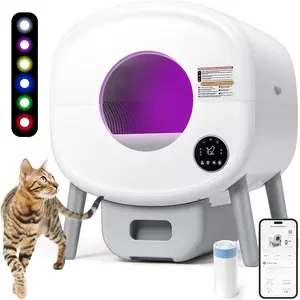 Self Cleaning Cat Litter Box: Extra Large Automatic Litter Box for Multiple Cats, Odor-Free, App-Controlled, Ambient Light Waste Disposal Fsitego