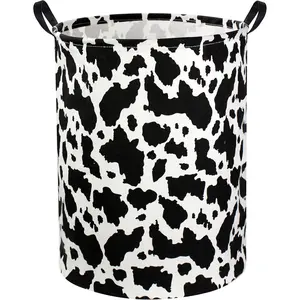 Cow Print Laundry Basket Baby Nursery Clothes Hamper Collapsible Toy Storage Bin Organizer with Handles for Kids,Boys and Girls Room Decor(Cow)