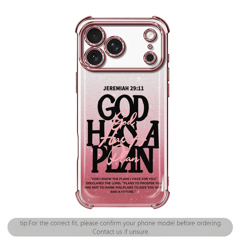 God Has A Plan Christian iPhone Case, Bible Verse Design Phone Case for iPhone 17 Pro Max 16 15 Plus 14 13 12, Shockproof Durable Protective Case, Faith-Based Phone Case Suitable for All People，XS9527