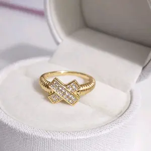 Gold Cross Ring 14K Laminated  Icy Shine