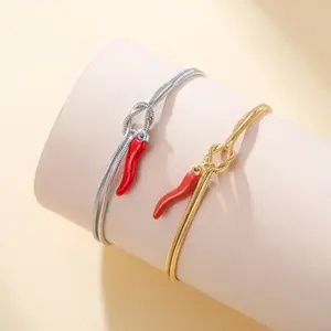 Cazador Enamel Red Color Italian Horn Bracelet Stainless Steel Women's Love Knot Snake Chain Bracelets Lucky Jewelry Gift 2026