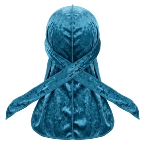 Premium Crushed Velvet Teal Blue Durag