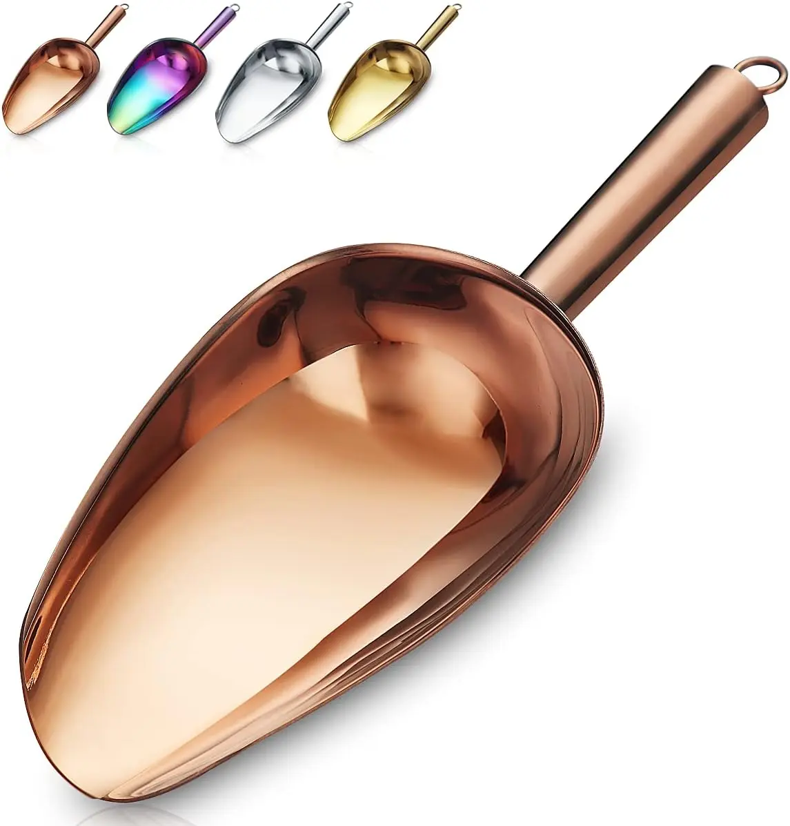 Copper Ice Scoop, Fashion Ice Cream Scoop,  Stainless Steel Cookie Scoop,   Scoop, Sturdy Flour Scoop, Utility Candy Scoop, Dishwasher Safe (8oz/9 Inch)