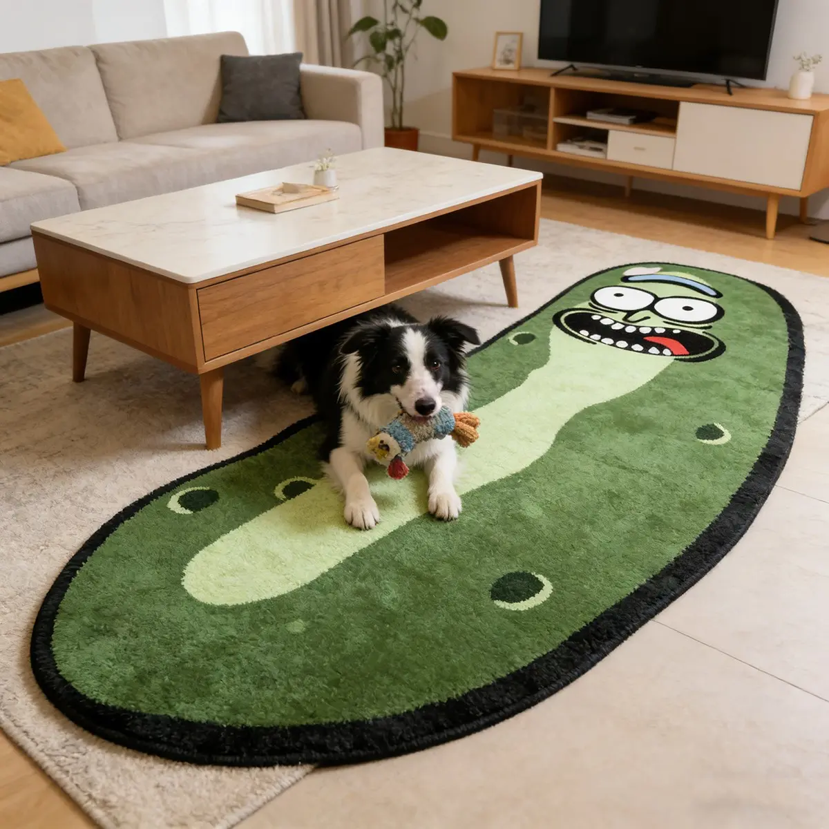 Rick and Morty Pickle Rick Carpet, Anime Themed Non-Slip Decorative Rug, Cartoon Pattern Rug, Living Room Sofa Mat, Bedroom Bedside Blanket, Pet Friendly Soft Cute Floor Pad, Home Decor Rug, Living Room Rugs, Anti Slip Rugs