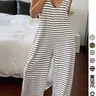 Striped Sleeveless Loose-Fitting Knit Jumpsuit, Casual Overalls, Casual Baggy Jumpsuit, Casual Comfortable One-Piece, Spring & Fall Fashion, Non-Positional Lines Design, Casual Basic Jumpsuit