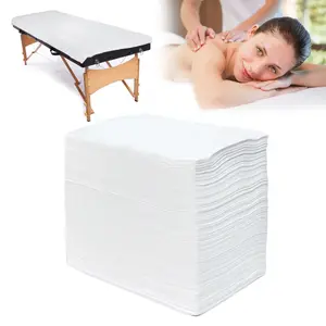 100Pcs Disposable Massage Table Sheets 31" x 71" Non-Woven Breathable Oil-Waterproof SPA Bed Cover for Travel Spa Tattoo Hotel Salon White
