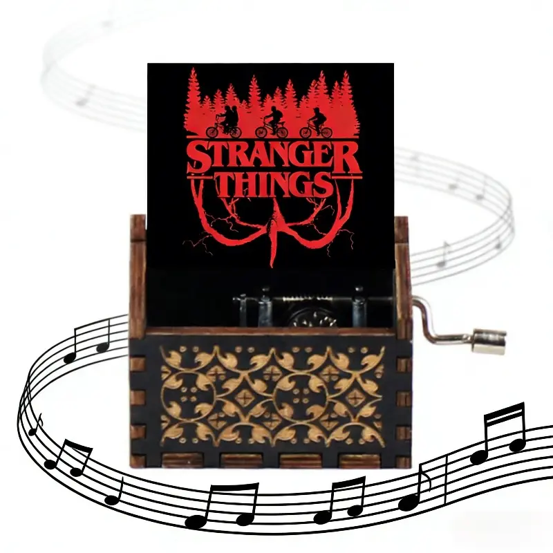 Vintage Carved Wooden Hand Crank Clockwork Music Box | Classic Retro TV Series Melody | Iconic Opening Theme | Handmade Gift for Christmas, Birthdays & Holidays, Home Decoration Art Ornaments